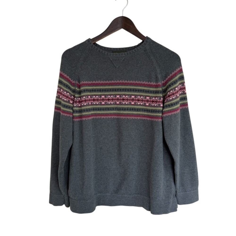 Eddie Bauer Dark Gray Crewneck Vintage Fair Isle Nordic Sweater - Large